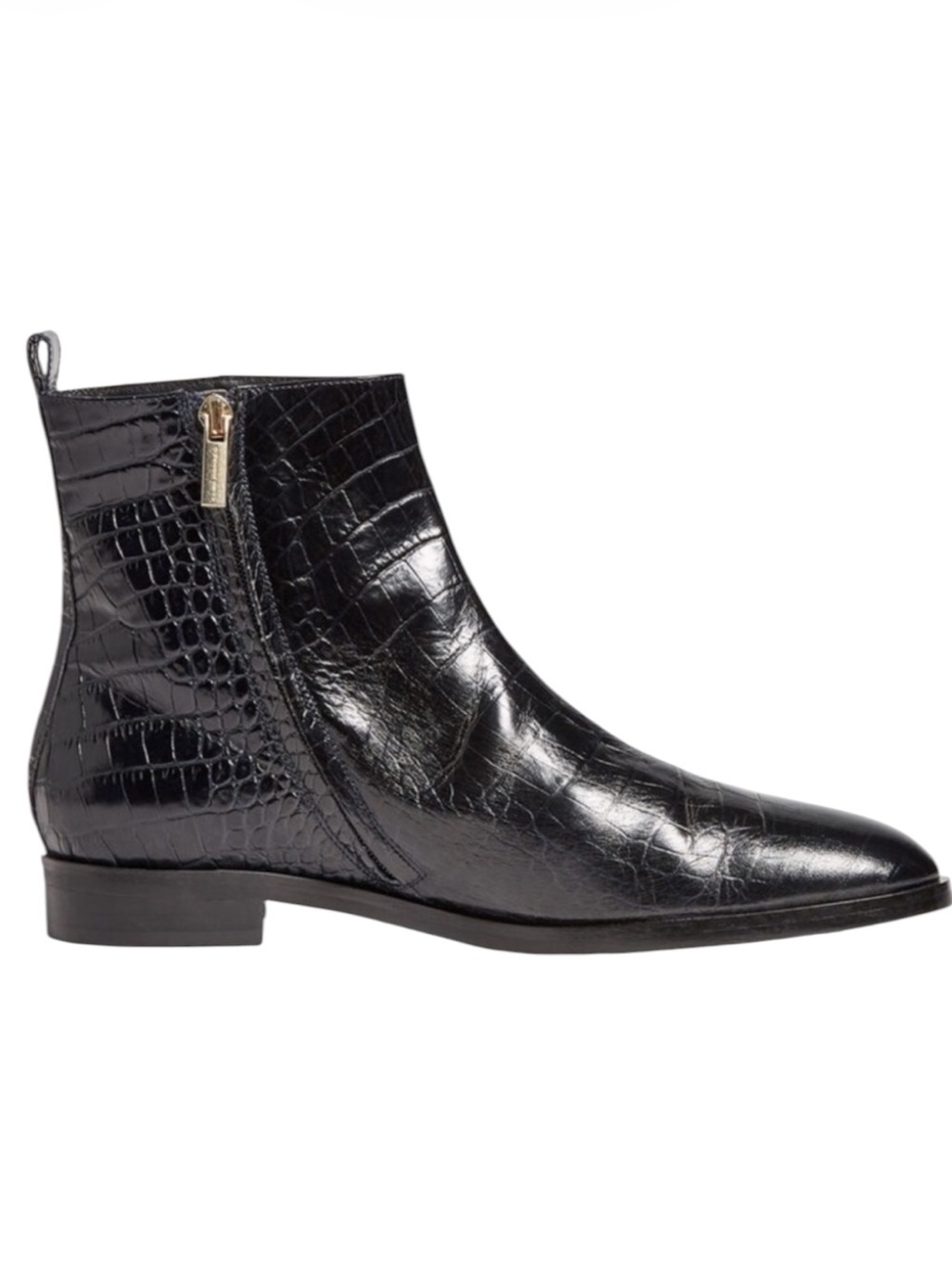 Club Monaco Trycia Black Leather Embossed Ankle Boots Size 40 / 10